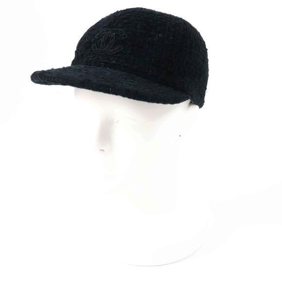 Chanel COCO Mark Tweed Cap Black M - Picture 1 of 6